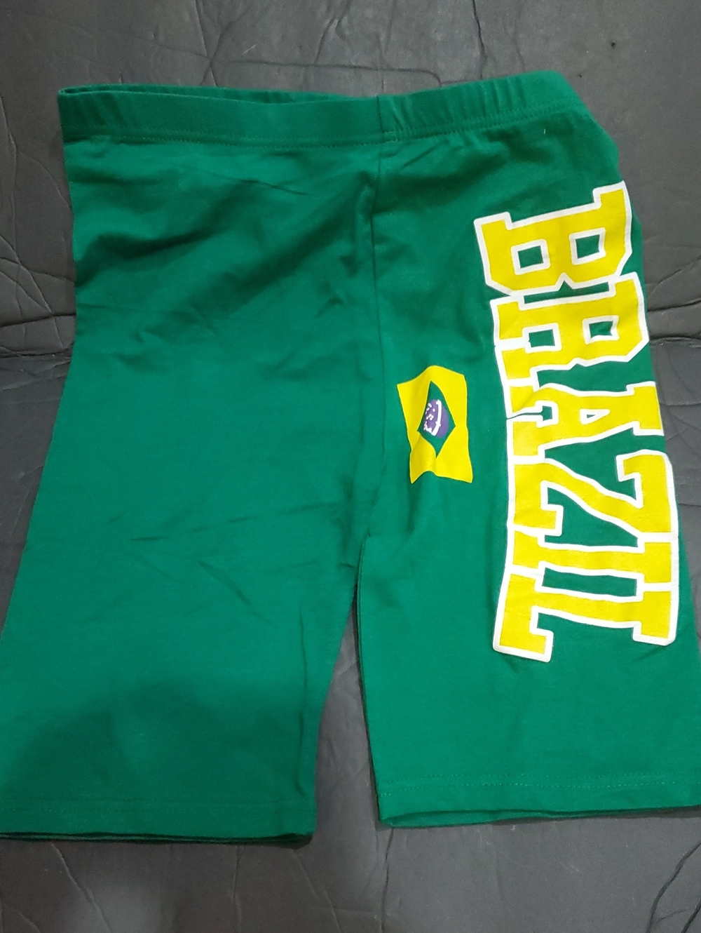 Green and yellow Brazil printed monogrammed Cotton blend bike shorts size Medium
